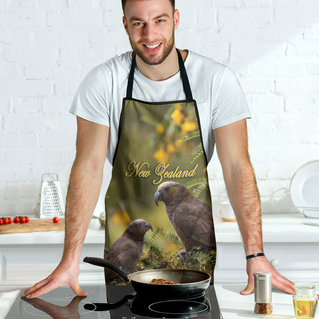 New Zealand Kaka Bird Apron Kowhai Flower Landscape Style