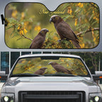 New Zealand Kaka Bird Auto Sun Shade Kowhai Flower Landscape Style