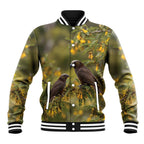 New Zealand Kaka Bird Baseball Jacket Kowhai Flower Landscape Style