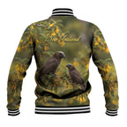 New Zealand Kaka Bird Baseball Jacket Kowhai Flower Landscape Style