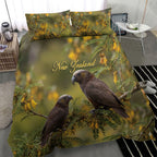 New Zealand Kaka Bird Bedding Set Kowhai Flower Landscape Style