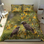 New Zealand Kaka Bird Bedding Set Kowhai Flower Landscape Style