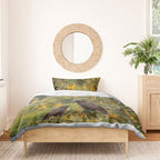 New Zealand Kaka Bird Bedding Set Kowhai Flower Landscape Style