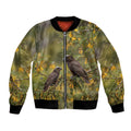 New Zealand Kaka Bird Bomber Jacket Kowhai Flower Landscape Style