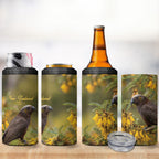 New Zealand Kaka Bird 4 in 1 Can Cooler Tumbler Kowhai Flower Landscape Style