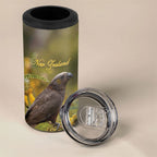 New Zealand Kaka Bird 4 in 1 Can Cooler Tumbler Kowhai Flower Landscape Style
