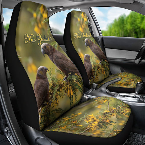 New Zealand Kaka Bird Car Seat Cover Kowhai Flower Landscape Style
