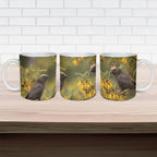 New Zealand Kaka Bird Ceramic Mug Kowhai Flower Landscape Style