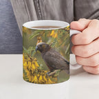 New Zealand Kaka Bird Ceramic Mug Kowhai Flower Landscape Style