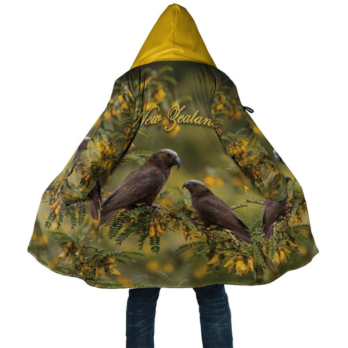 New Zealand Kaka Bird Cloak Kowhai Flower Landscape Style