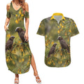 New Zealand Kaka Bird Couples Matching Summer Maxi Dress and Hawaiian Shirt Kowhai Flower Landscape Style