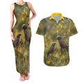New Zealand Kaka Bird Couples Matching Tank Maxi Dress and Hawaiian Shirt Kowhai Flower Landscape Style