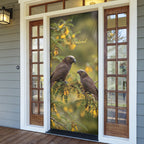 New Zealand Kaka Bird Door Cover Kowhai Flower Landscape Style