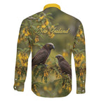 New Zealand Kaka Bird Family Matching Mermaid Dress and Hawaiian Shirt Kowhai Flower Landscape Style