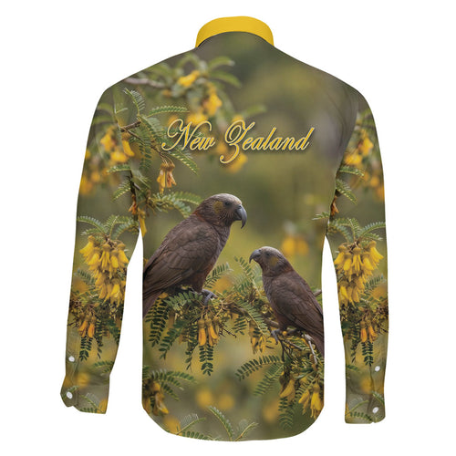 New Zealand Kaka Bird Family Matching Mermaid Dress and Hawaiian Shirt Kowhai Flower Landscape Style