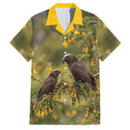 New Zealand Kaka Bird Family Matching Off Shoulder Maxi Dress and Hawaiian Shirt Kowhai Flower Landscape Style