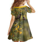 New Zealand Kaka Bird Family Matching Summer Maxi Dress and Hawaiian Shirt Kowhai Flower Landscape Style