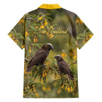 New Zealand Kaka Bird Family Matching Summer Maxi Dress and Hawaiian Shirt Kowhai Flower Landscape Style