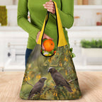 New Zealand Kaka Bird Grocery Bag Kowhai Flower Landscape Style