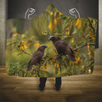 New Zealand Kaka Bird Hooded Blanket Kowhai Flower Landscape Style