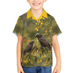 New Zealand Kaka Bird Kid Hawaiian Shirt Kowhai Flower Landscape Style
