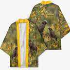 New Zealand Kaka Bird Kimono Kowhai Flower Landscape Style