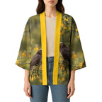 New Zealand Kaka Bird Kimono Kowhai Flower Landscape Style