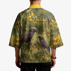 New Zealand Kaka Bird Kimono Kowhai Flower Landscape Style