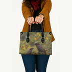 New Zealand Kaka Bird Leather Bag Kowhai Flower Landscape Style