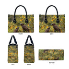 New Zealand Kaka Bird Leather Bag Kowhai Flower Landscape Style