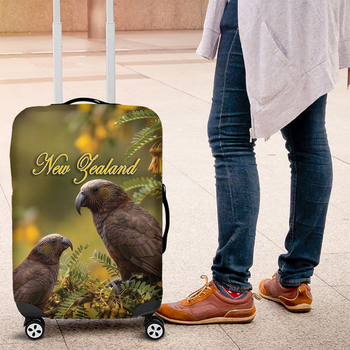 New Zealand Kaka Bird Luggage Cover Kowhai Flower Landscape Style
