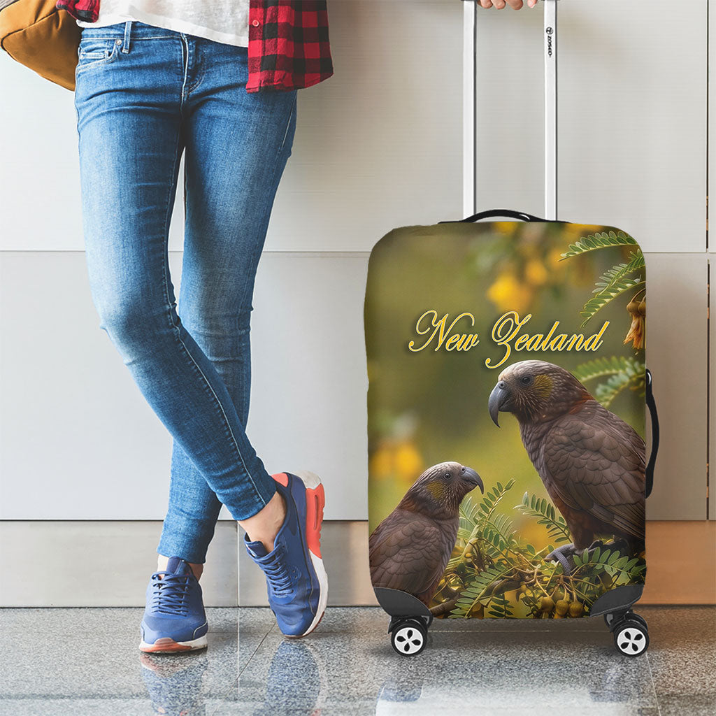 New Zealand Kaka Bird Luggage Cover Kowhai Flower Landscape Style