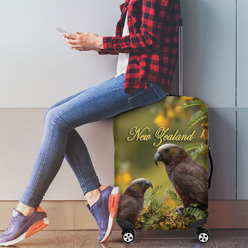 New Zealand Kaka Bird Luggage Cover Kowhai Flower Landscape Style