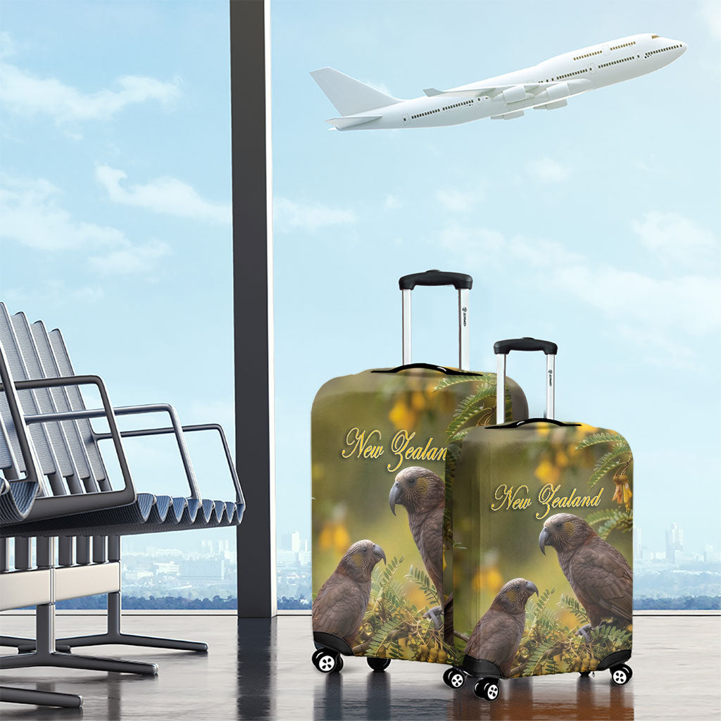New Zealand Kaka Bird Luggage Cover Kowhai Flower Landscape Style
