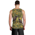 New Zealand Kaka Bird Men Tank Top Kowhai Flower Landscape Style
