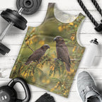 New Zealand Kaka Bird Men Tank Top Kowhai Flower Landscape Style