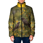New Zealand Kaka Bird Padded Jacket Kowhai Flower Landscape Style
