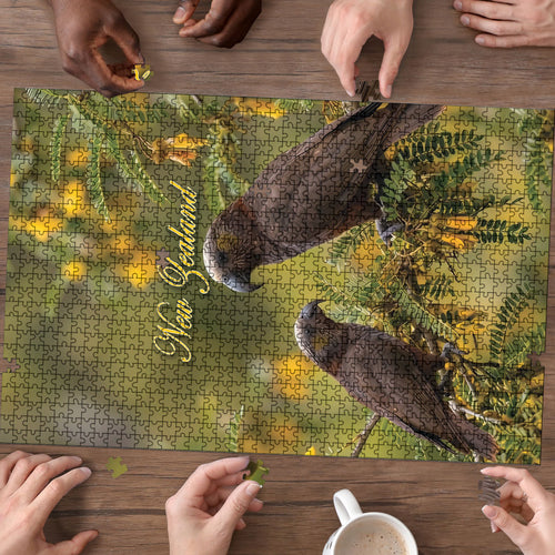 New Zealand Kaka Bird Puzzle Kowhai Flower Landscape Style