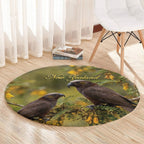 New Zealand Kaka Bird Round Carpet Kowhai Flower Landscape Style