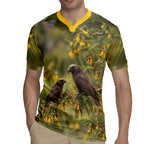 New Zealand Kaka Bird Rugby Jersey Kowhai Flower Landscape Style