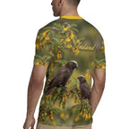 New Zealand Kaka Bird Rugby Jersey Kowhai Flower Landscape Style