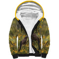 New Zealand Kaka Bird Sherpa Hoodie Kowhai Flower Landscape Style