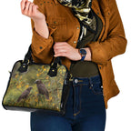New Zealand Kaka Bird Shoulder Handbag Kowhai Flower Landscape Style