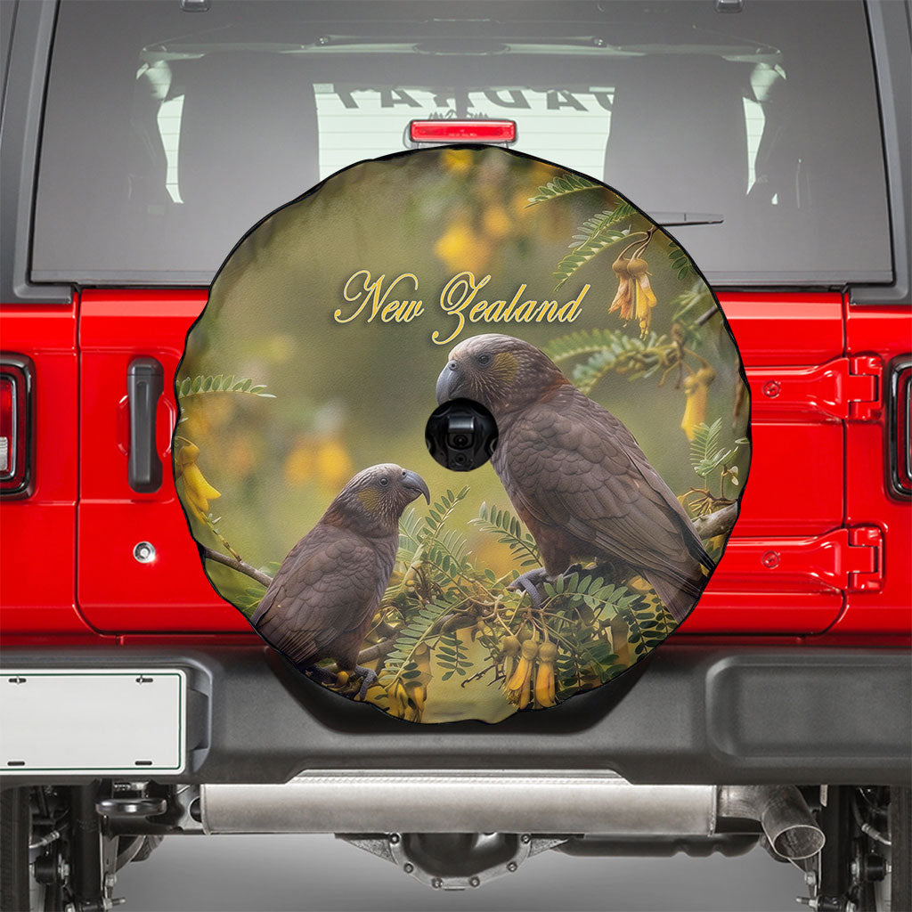 New Zealand Kaka Bird Spare Tire Cover Kowhai Flower Landscape Style