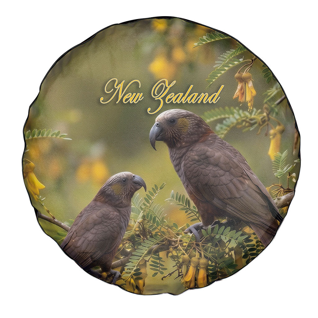 New Zealand Kaka Bird Spare Tire Cover Kowhai Flower Landscape Style