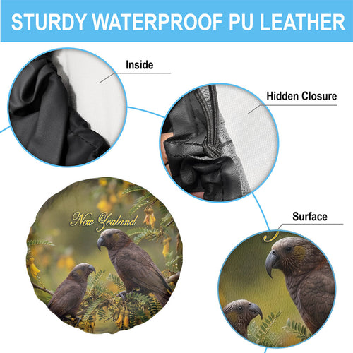 New Zealand Kaka Bird Spare Tire Cover Kowhai Flower Landscape Style