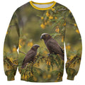 New Zealand Kaka Bird Sweatshirt Kowhai Flower Landscape Style