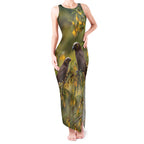 New Zealand Kaka Bird Tank Maxi Dress Kowhai Flower Landscape Style