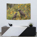 New Zealand Kaka Bird Tapestry Kowhai Flower Landscape Style