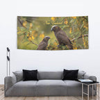New Zealand Kaka Bird Tapestry Kowhai Flower Landscape Style